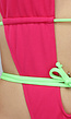 Fuchsia Badpak met Neon Groen Strikdetail
