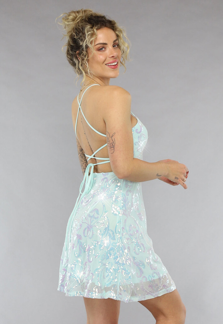 Korte Mintgroene Glitter Galajurk