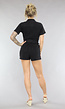 Zwarte Denim Playsuit met Ceintuur