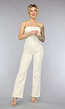Beige Strapless Jumpsuit van Spijkerstof