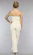 Beige Strapless Jumpsuit van Spijkerstof