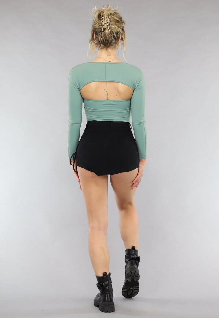 Strakke Bandeau Top met Bolero in Salie Groen