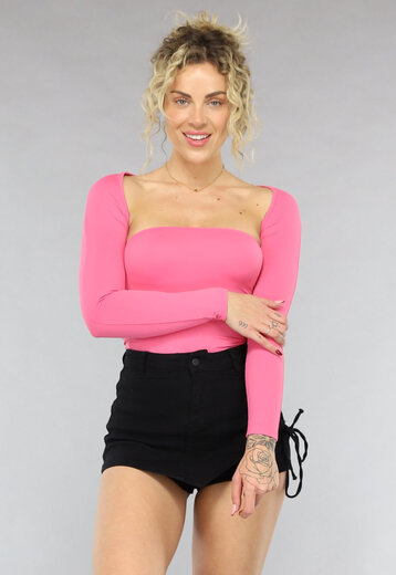 OP=OP.AV.05 Roze Stretchy Bandeau Top met Bolero