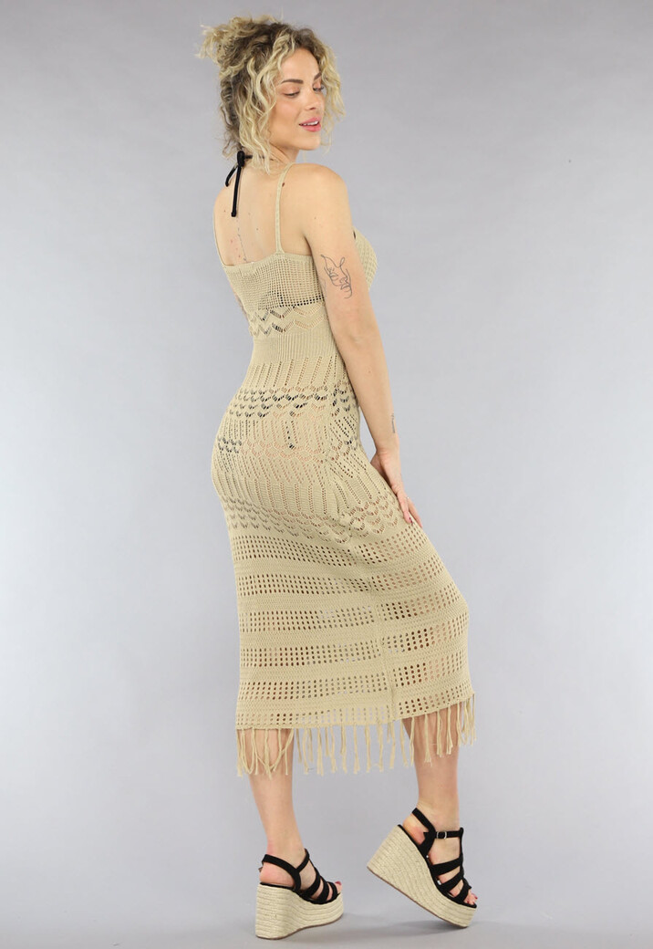 Beige Gehaakt Cover Up Jurkje