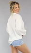 Witte Oversized Blouse met Strass Steentjes