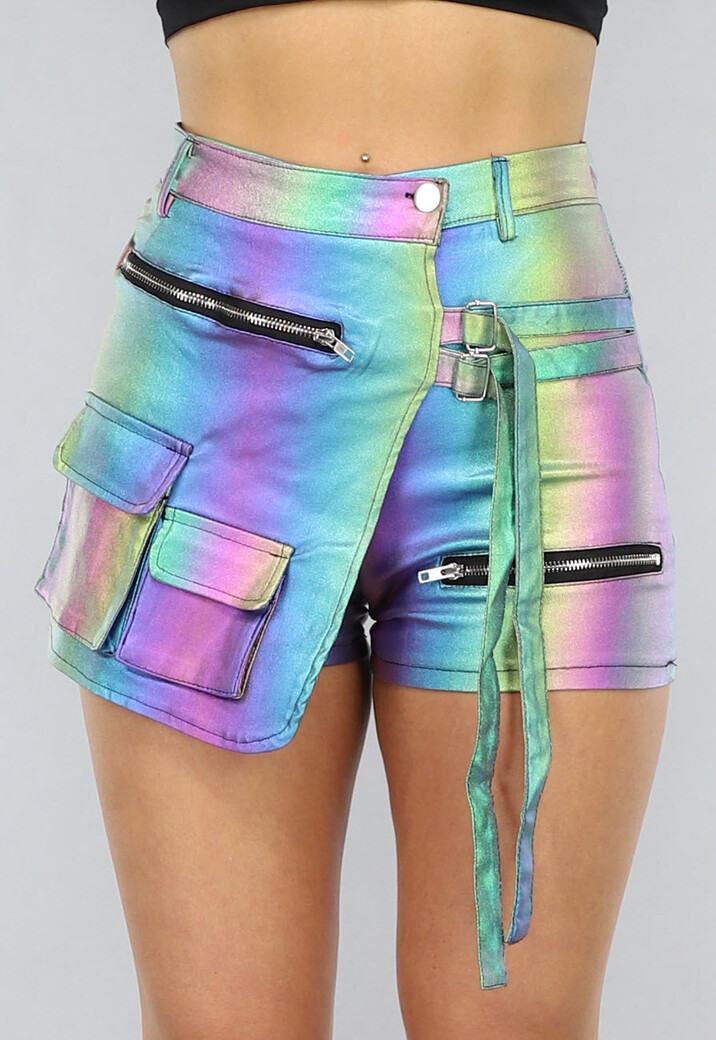 Glimmende Rainbow Overslag Cargo Skort