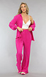 Fuchsia Plissé Blouse met Broek