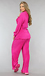 Fuchsia Plissé Blouse met Broek
