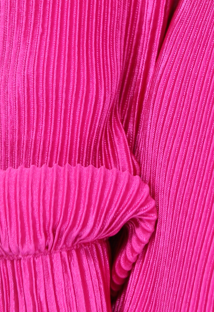 Fuchsia Plissé Blouse met Broek