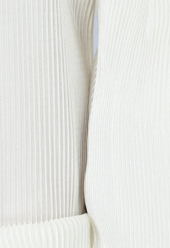 Witte Glanzende Matching Set van Plissé Stof