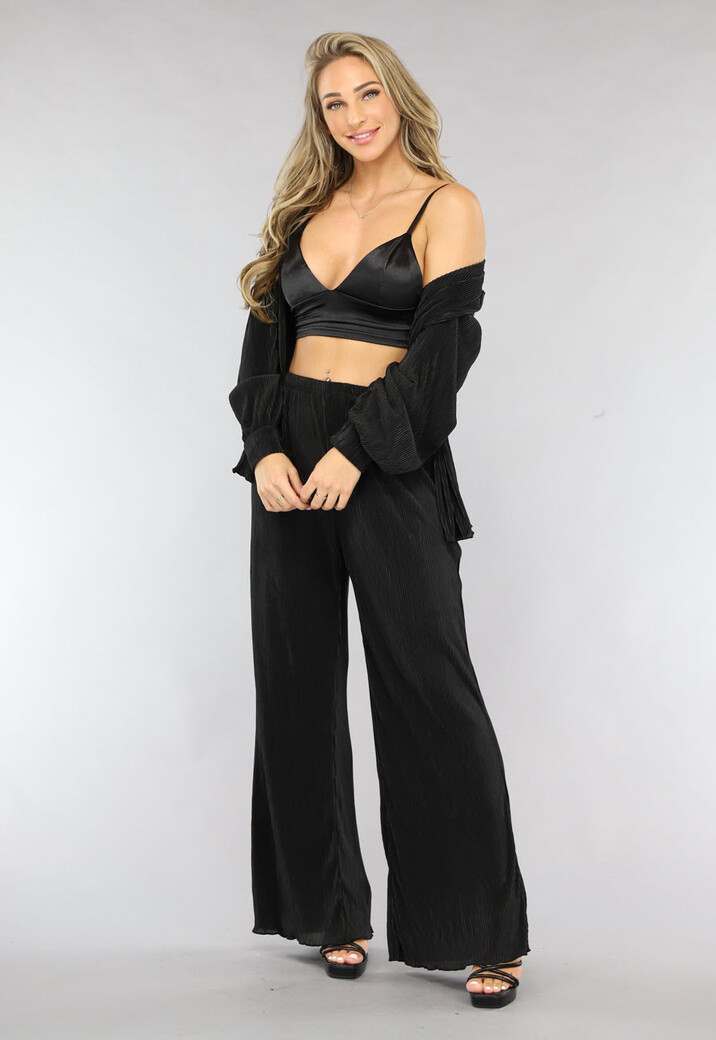 Zwarte Plissé Co Ord Set