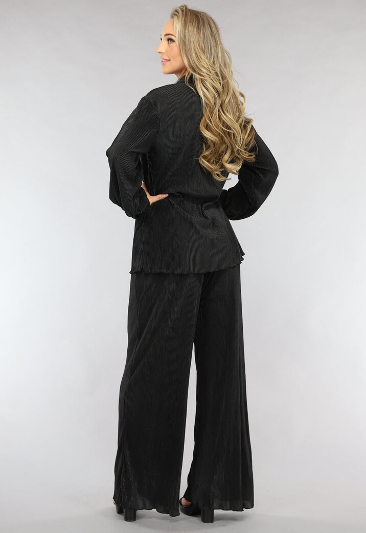 Zwarte Plissé Co Ord Set