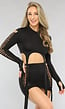 Zwarte Longsleeve Two Piece met Gevlochten Detail