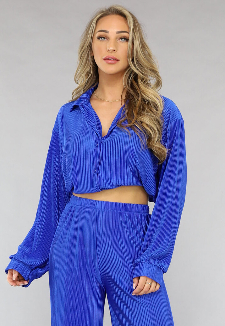 Blauwe Rib Co Ord Set
