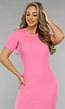 Roze Ribstof Bodycon Jurk