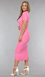 Roze Ribstof Bodycon Jurk