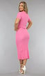 Roze Ribstof Bodycon Jurk