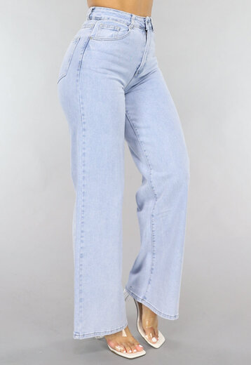 NEW1505 Lichtblauwe High Waist Wide Leg Jeans