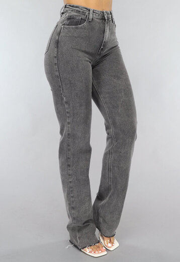 NEW1505 Grijze Straight Leg Jeans met Stretch