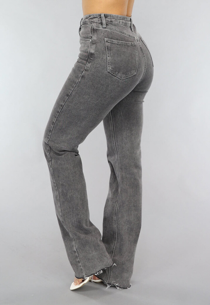 Tall Grijze Straight Leg Jeans met Stretch