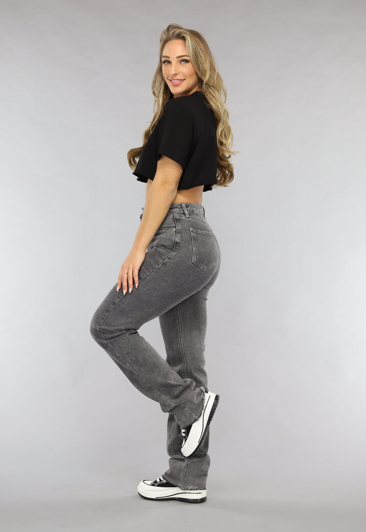 Tall Grijze Straight Leg Jeans met Stretch