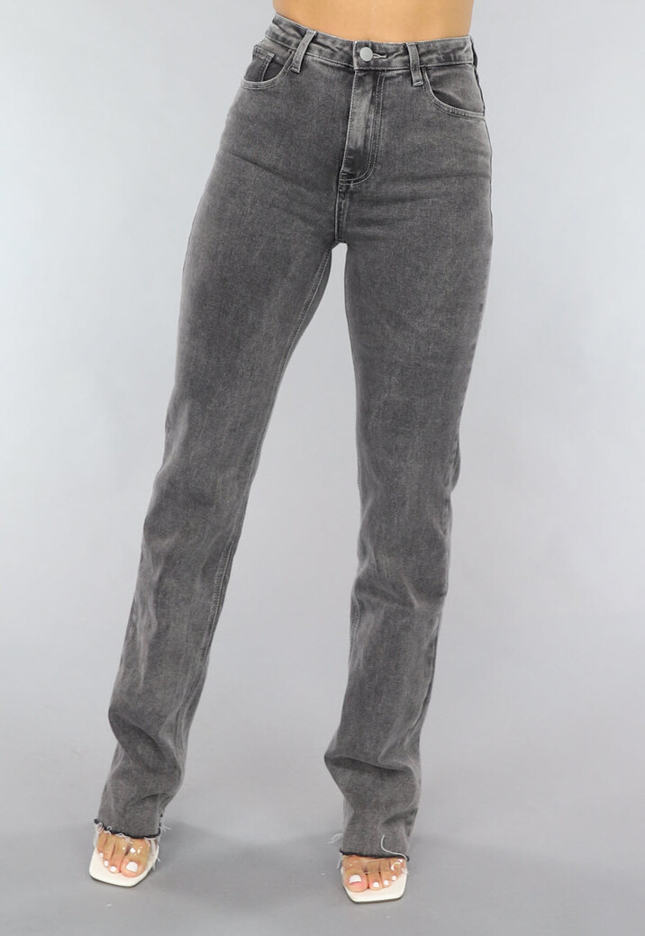 Tall Grijze Straight Leg Jeans met Stretch