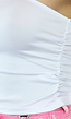 Witte Geplooide One Shoulder Top