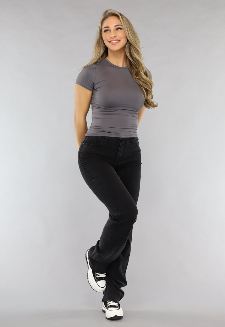 Grijs Korte Mouwen T Shirt met Stretch