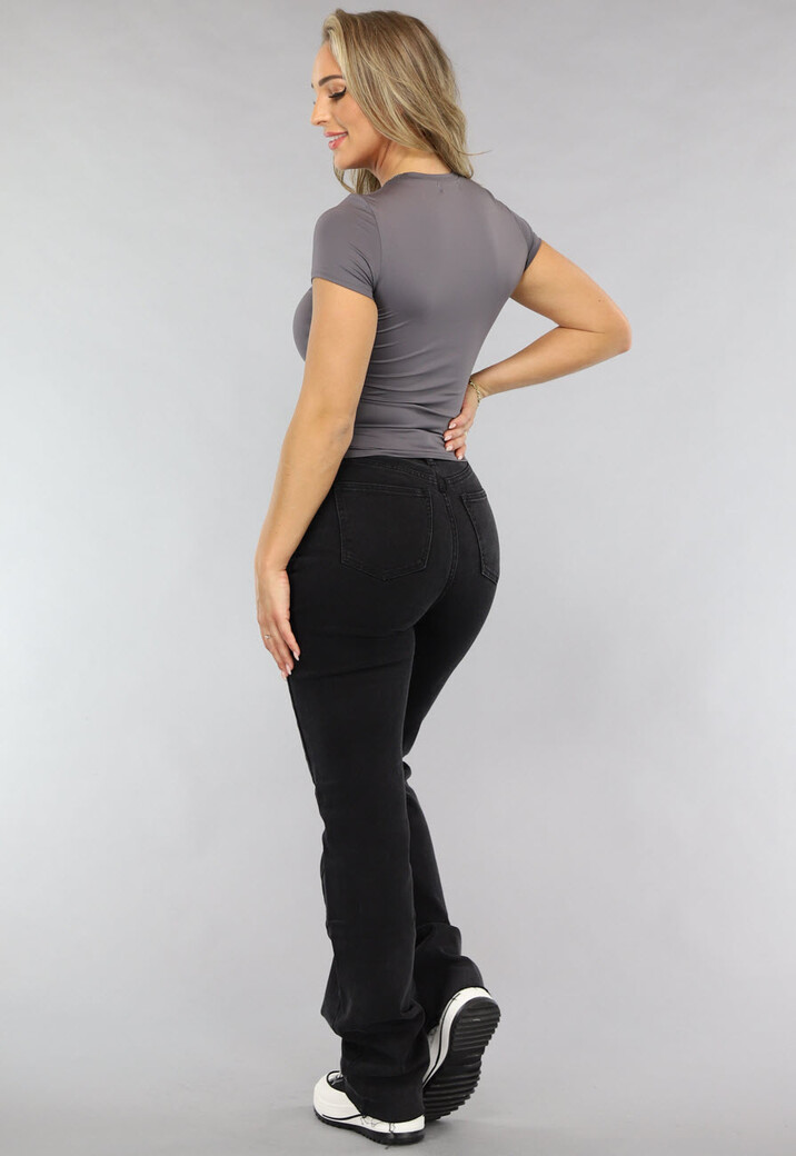 Grijs Korte Mouwen T Shirt met Stretch