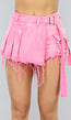 Washed Roze Damaged Skort met Riempjes