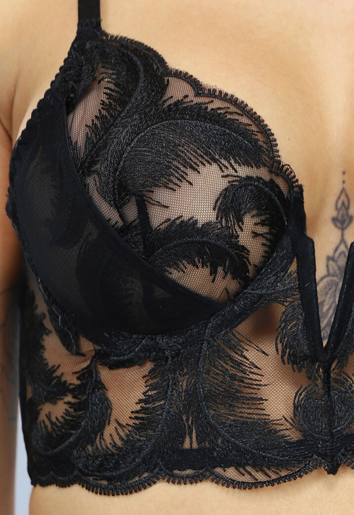 Zwarte Kanten Lingerie Set met Handschoenen