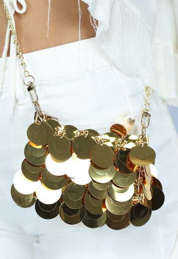 Gouden Tasje met Grote Pailletten