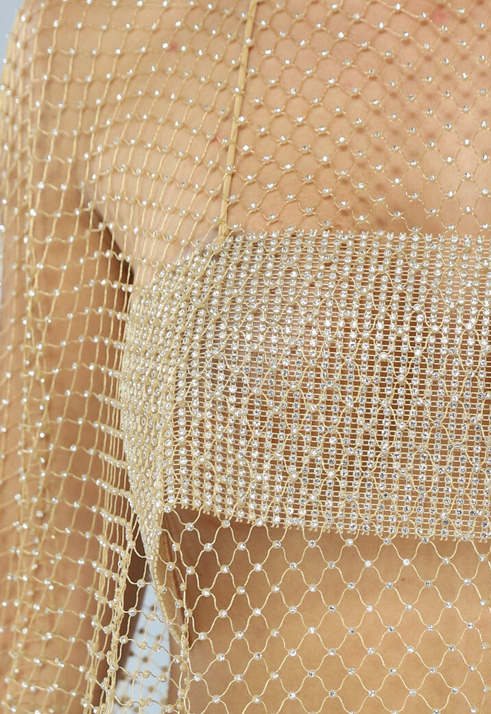 2-Delige Gouden Fishnet Glitter Set