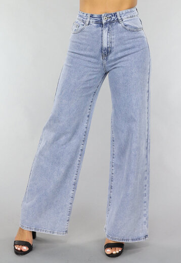 NEW1505 Wide Leg Acid Wash Jeans
