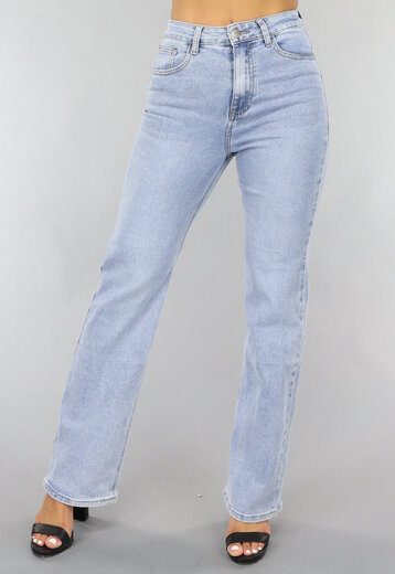 NEW1505 Blauwe Basic Spijkerbroek met Rechte Pijpen