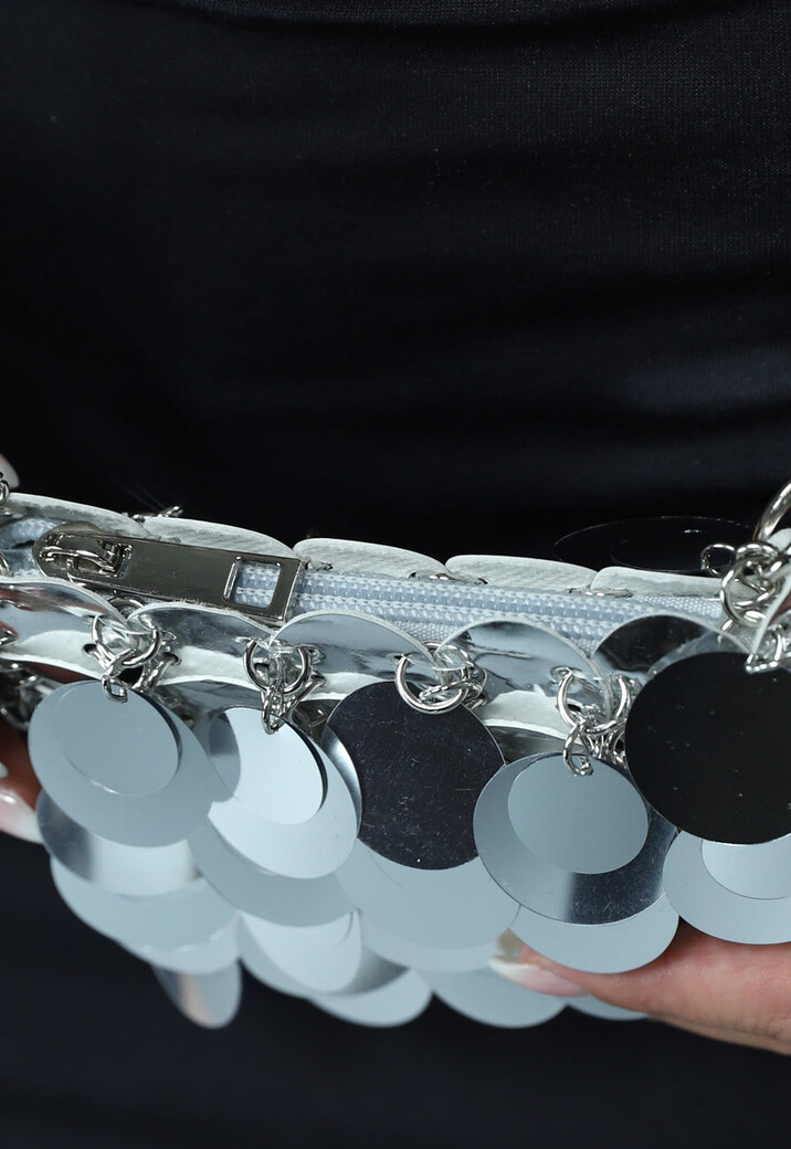 Klein Zilveren Tasje met Pailletten