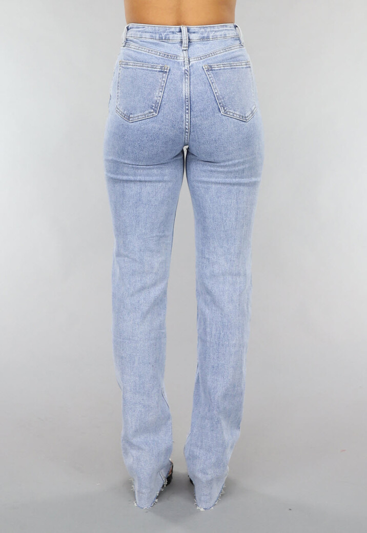 Blauwe Tall Destroyed Straight Leg Jeans