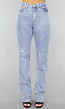 Blauwe Destroyed Straight Leg Jeans