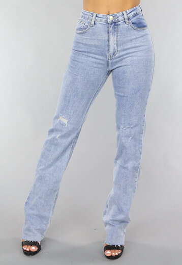 Redial Jeans  Blauwe Tall Destroyed Straight Leg Jeans