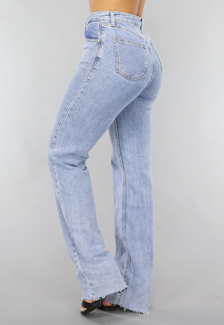 Blauwe Tall Destroyed Straight Leg Jeans