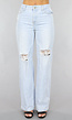 Lichtblauwe Wijde Jeans met Knie Scheuren