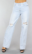 Lichtblauwe Wijde Jeans met Knie Scheuren