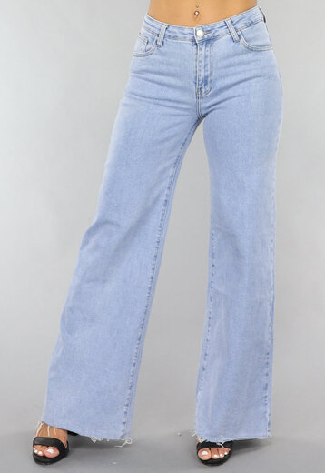 NEW1505 Basic Wide Leg Spijkerbroek in Lichtblauw
