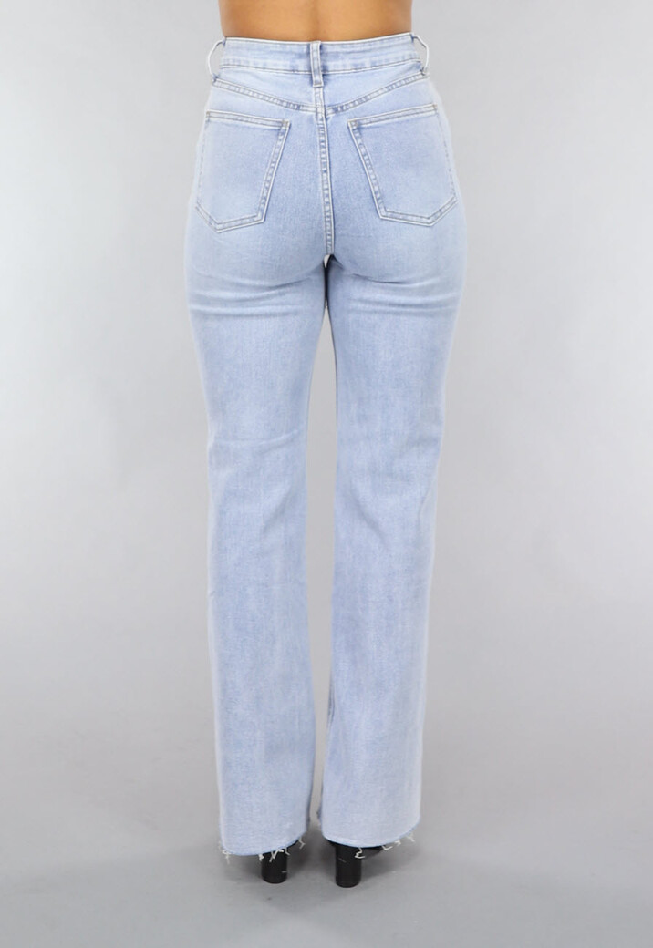 Lichtblauwe Denim Jeans met Kniescheuren