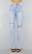 Lichtblauwe Denim Jeans met Kniescheuren