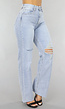 Lichtblauwe Denim Jeans met Kniescheuren