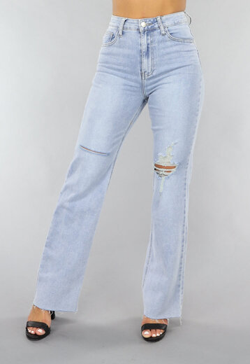 NEW2205 Lichtblauwe Denim Jeans met Kniescheuren