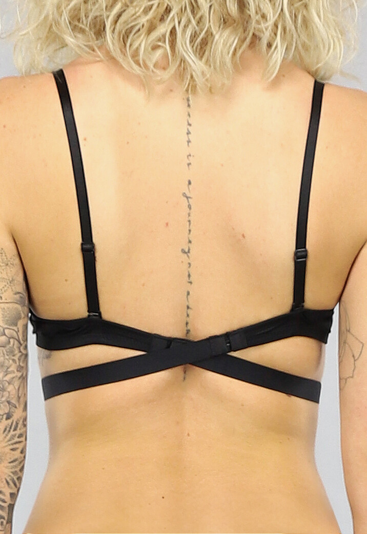 Zwarte Push Up BH met Lage Uitsnede en Beugels