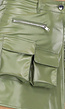 Khaki Lederlook Overslag Cargo Skort