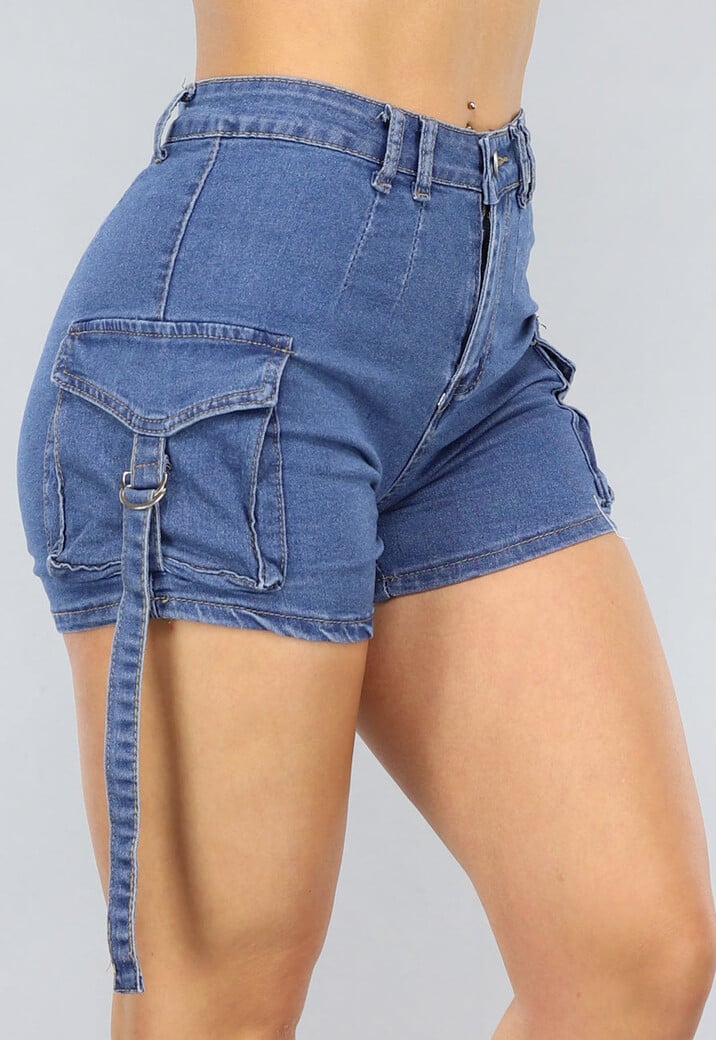 Donkerblauwe Denim Short met Zakken